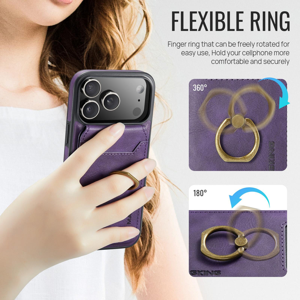 Compatible with iPhone 18 Pro Max & 17 Pro Max MAGKING K1 MagSafe Detachable Wallet RFID Back Cover Phone Case - Purple