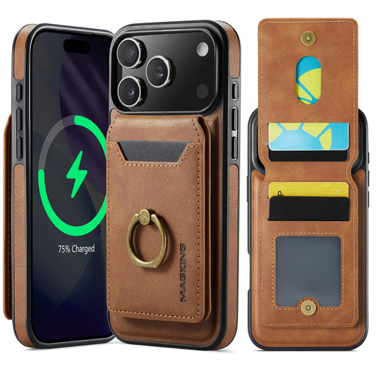 Compatible with iPhone 18 Pro Max & 17 Pro Max MAGKING K1 MagSafe Detachable Wallet RFID Back Cover Phone Case - Brown