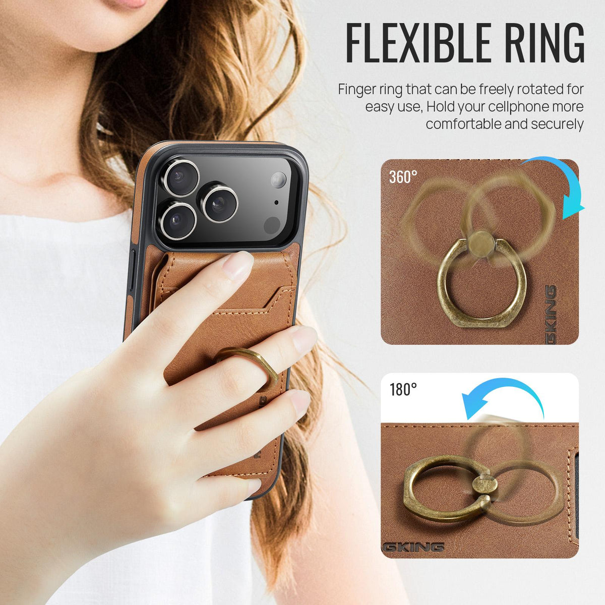 Compatible with iPhone 18 Pro Max & 17 Pro Max MAGKING K1 MagSafe Detachable Wallet RFID Back Cover Phone Case - Brown