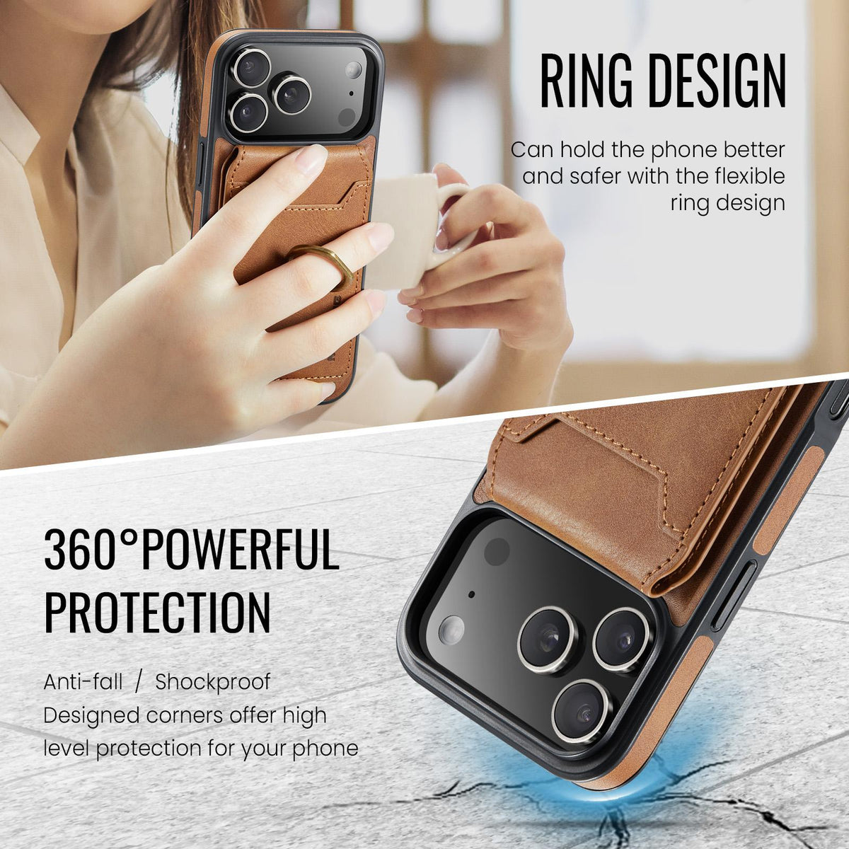 Compatible with iPhone 18 Pro Max & 17 Pro Max MAGKING K1 MagSafe Detachable Wallet RFID Back Cover Phone Case - Brown