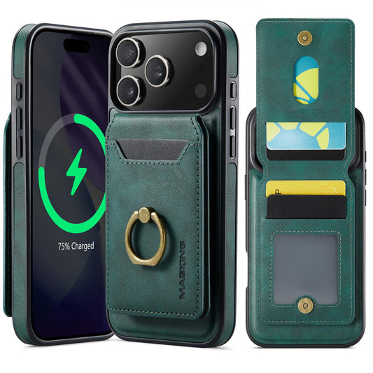 Compatible with iPhone 18 Pro Max & 17 Pro Max MAGKING K1 MagSafe Detachable Wallet RFID Back Cover Phone Case - Green