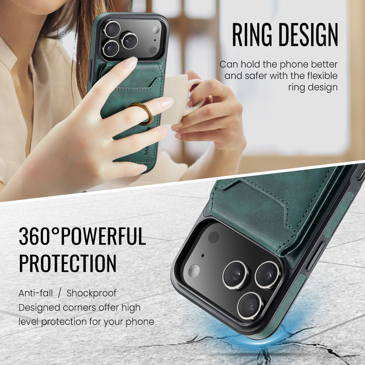Compatible with iPhone 18 Pro Max & 17 Pro Max MAGKING K1 MagSafe Detachable Wallet RFID Back Cover Phone Case - Green