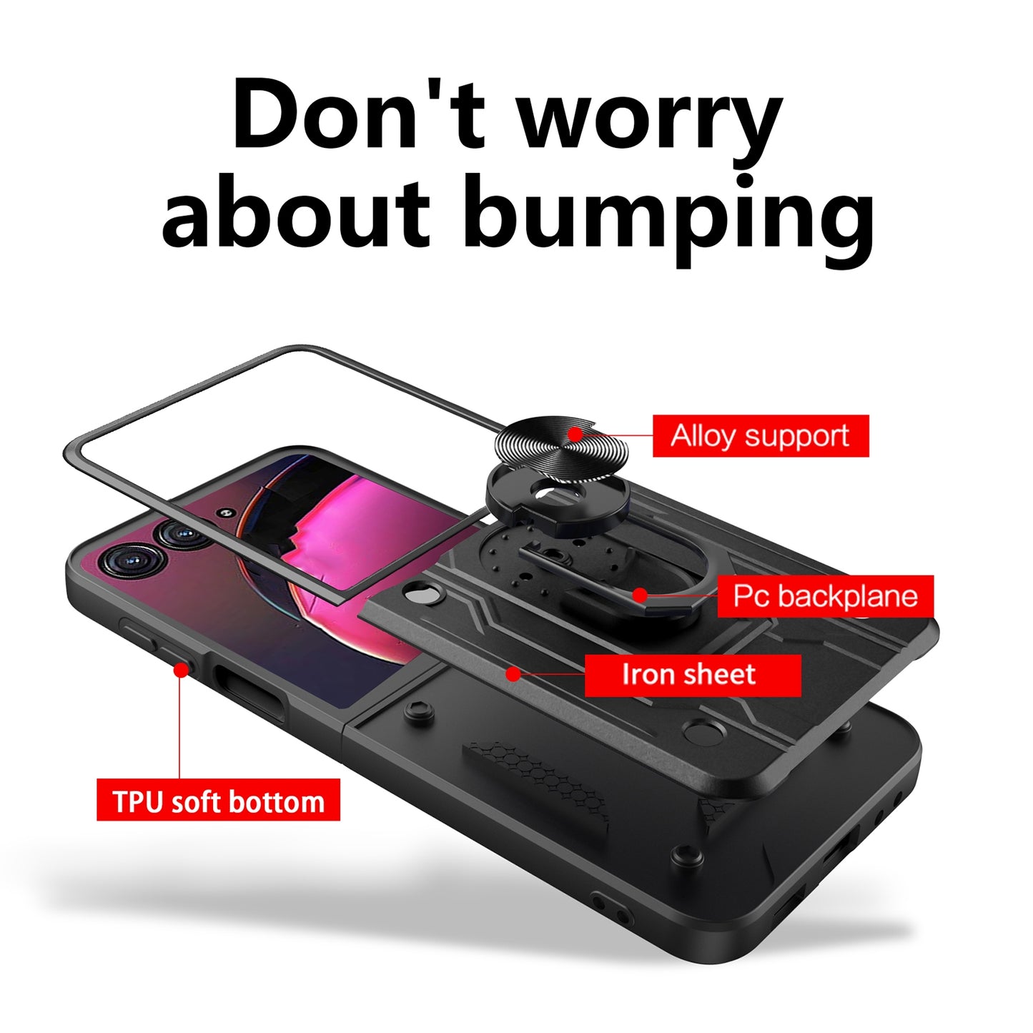 For Motorola Razr 50 Ultra Magnetic Holder TPU+PC Phone Case(Black)