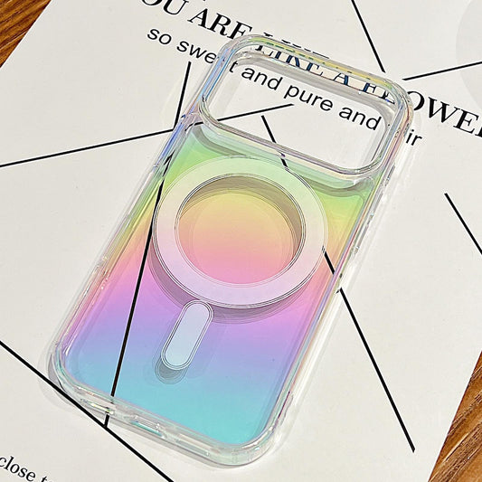 Compatible with iPhone 18 Pro Max Gradient Color MagSafe Airbag Full Coverage Phone Case - Rainbow