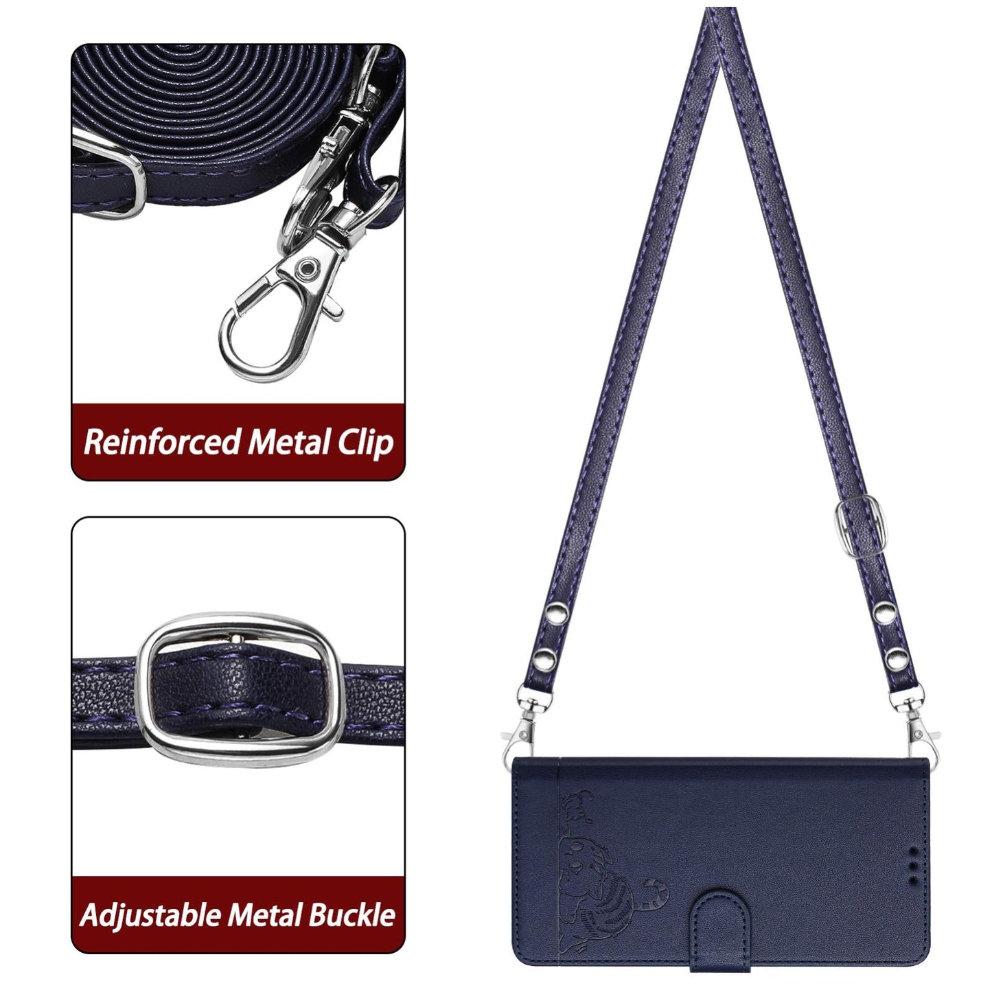For Samsung Galaxy S25 Edge 5G Cat Rat Embossed RFID Leather Phone Case with Lanyard(Blue)