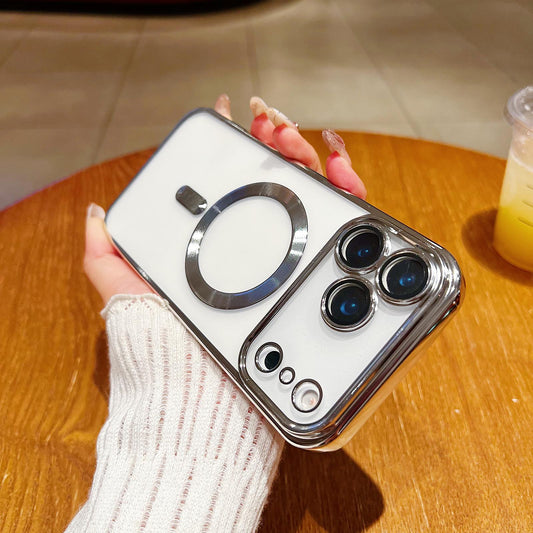 Compatible with iPhone 18 Pro Max Electroplating MagSafe Phone Case - Silver