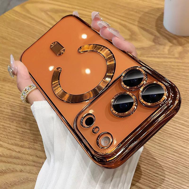 Compatible with iPhone 18 Pro Max Electroplating MagSafe Phone Case - Orange