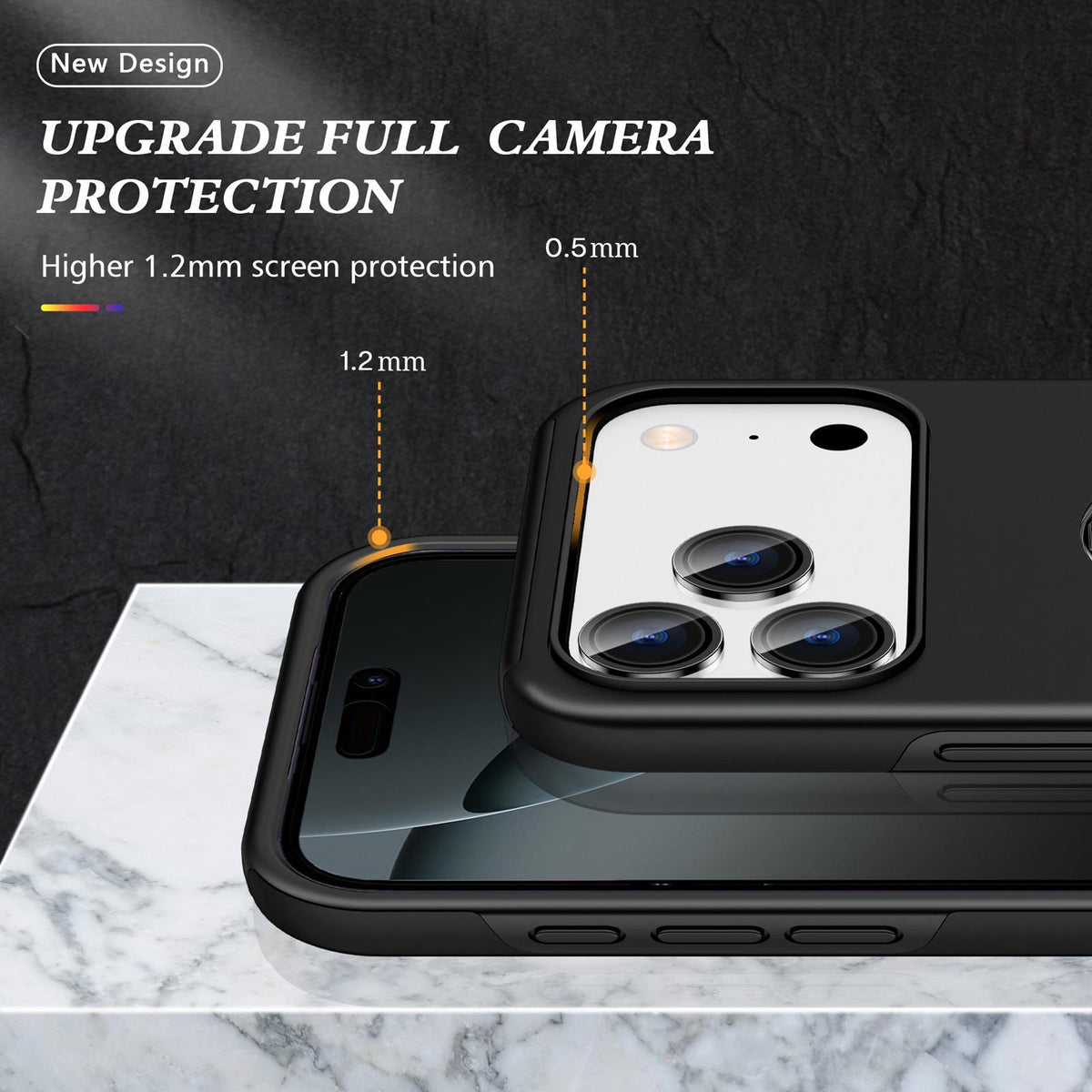 Compatible with iPhone 18 Pro Max PC + TPU Magnetic Phone Case with Invisible Ring Holder - Black