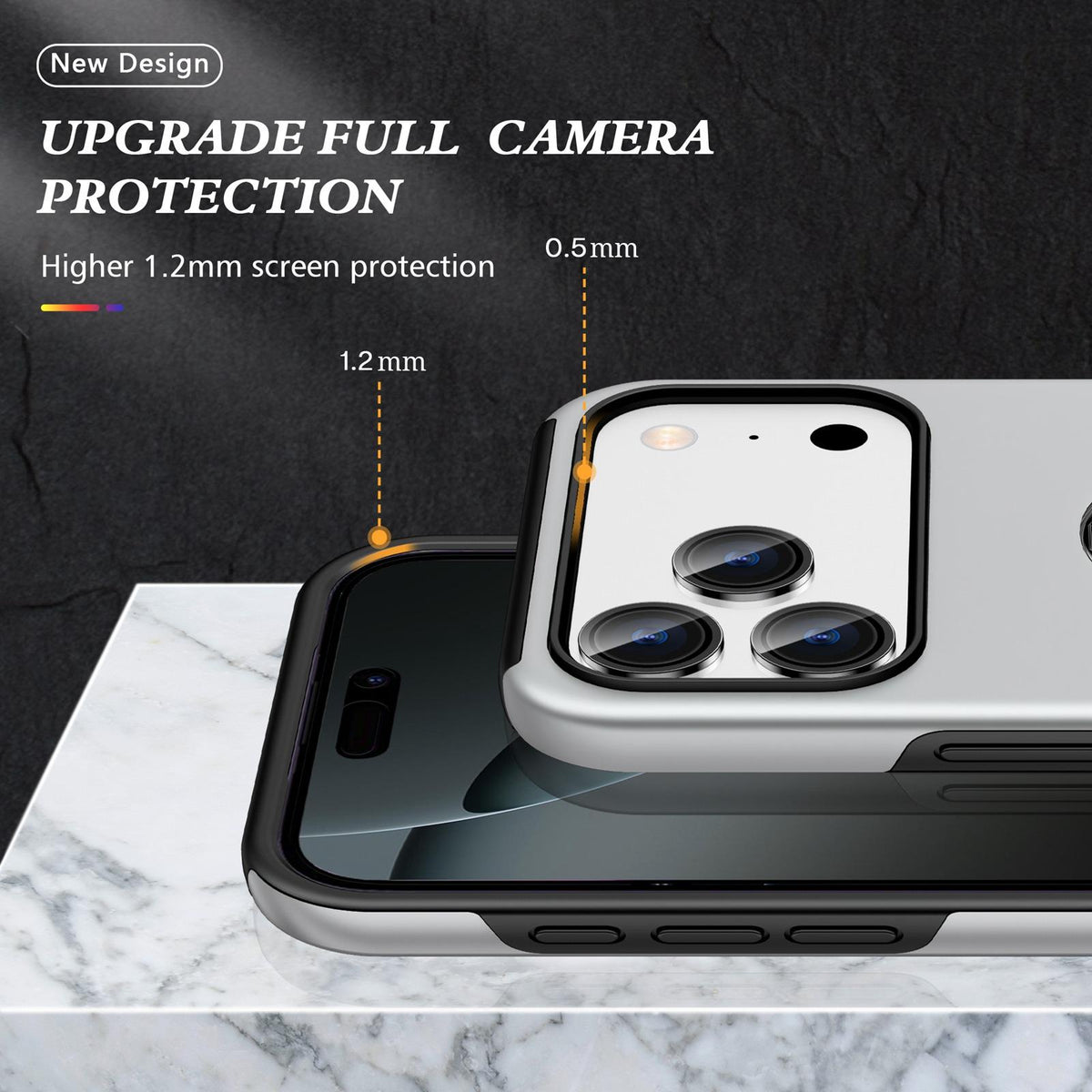 Compatible with iPhone 18 Pro PC + TPU Magnetic Phone Case with Invisible Ring Holder - Silver