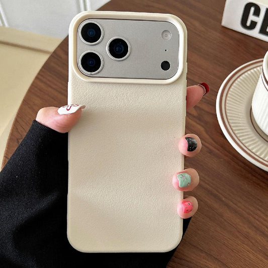 Compatible with iPhone 18 Pro Max Leather Texture TPU Full Coverage Phone Case - White