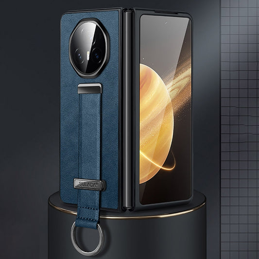 For Honor Magic V3 SULADA PC + Leather Texture Skin Feel Shockproof Phone Case(Blue)