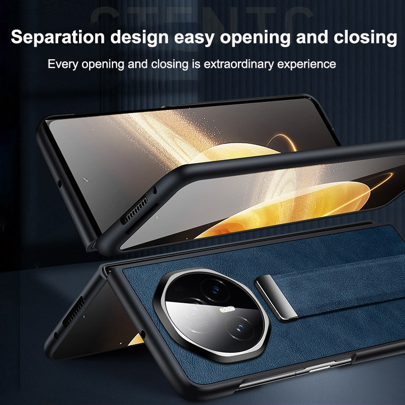 For Honor Magic V3 SULADA PC + Leather Texture Skin Feel Shockproof Phone Case(Orange)