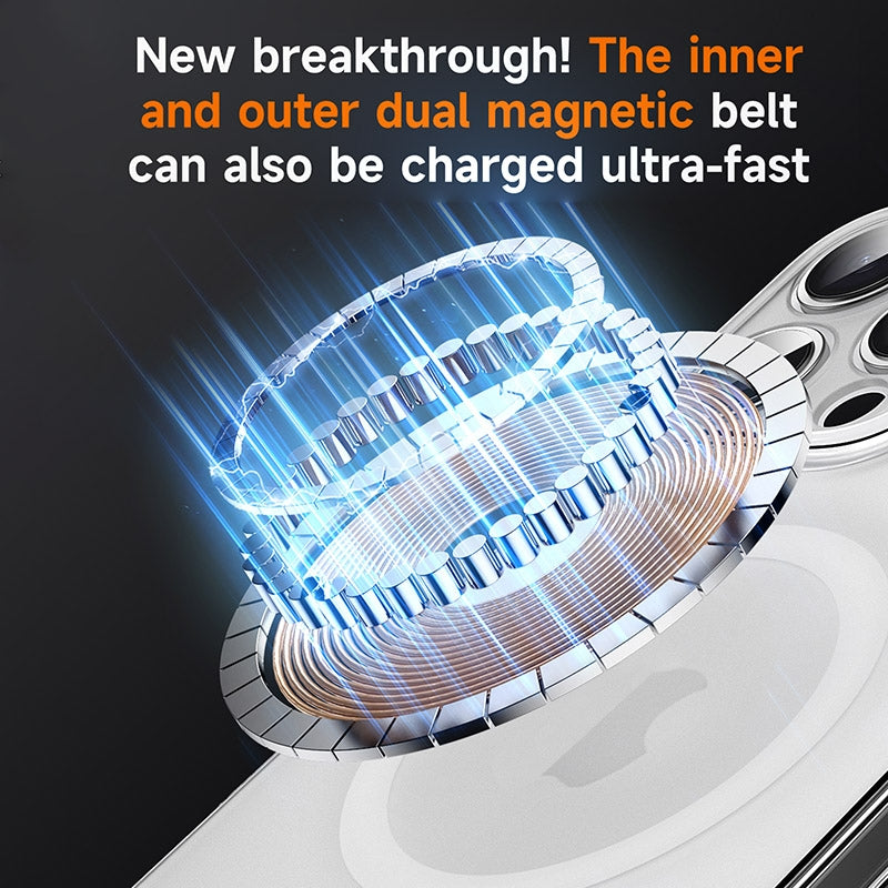 Compatible with iPhone 18 Pro Max SULADA Crystal Sand Series Electroplating Frosted MagSafe Magnetic Phone Case - Transparent
