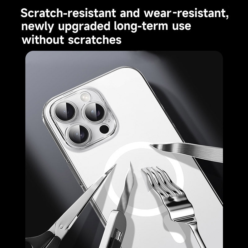 Compatible with iPhone 18 Pro Max SULADA Crystal Sand Series Electroplating Frosted MagSafe Magnetic Phone Case - Transparent