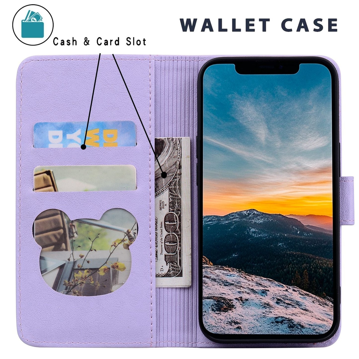 For iPhone 16e Cute Cat Embossed Leather Phone Case(Purple)