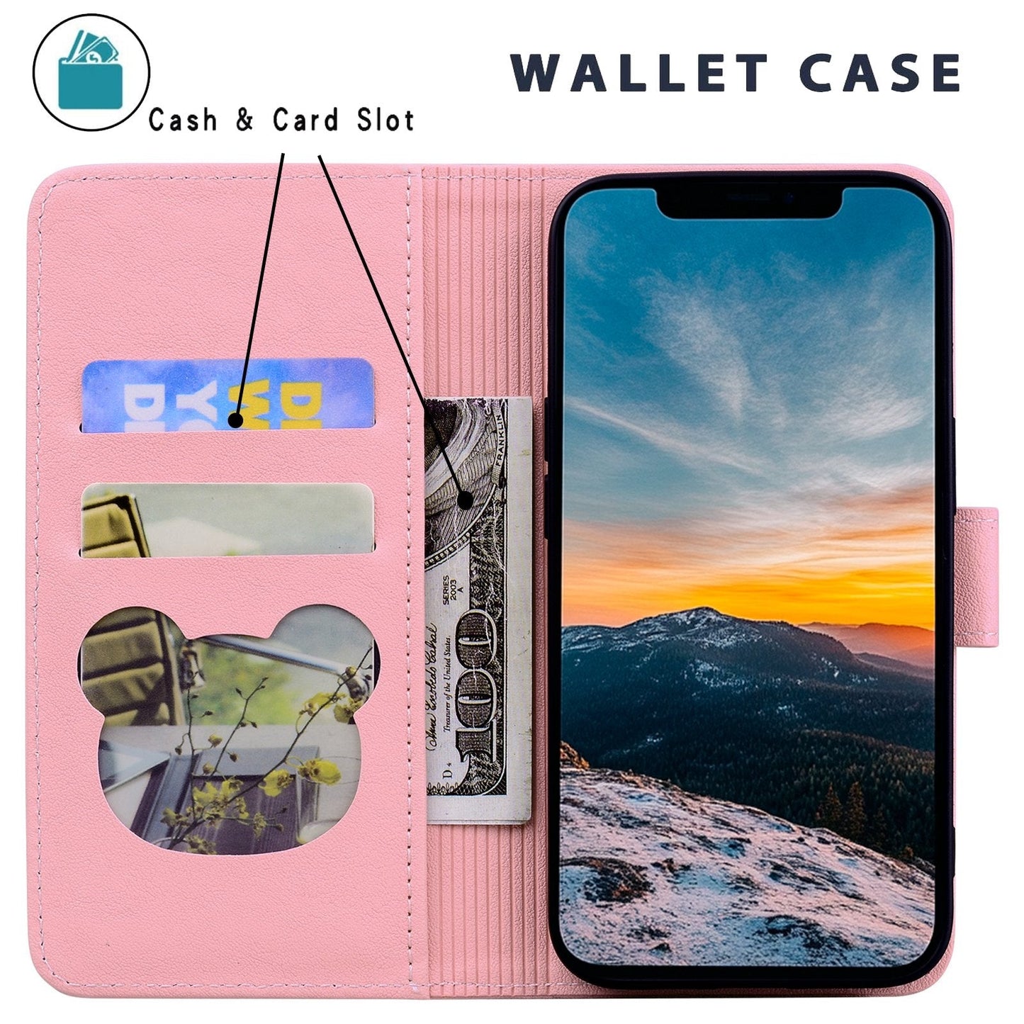 For iPhone 16e Cute Cat Embossed Leather Phone Case(Pink)