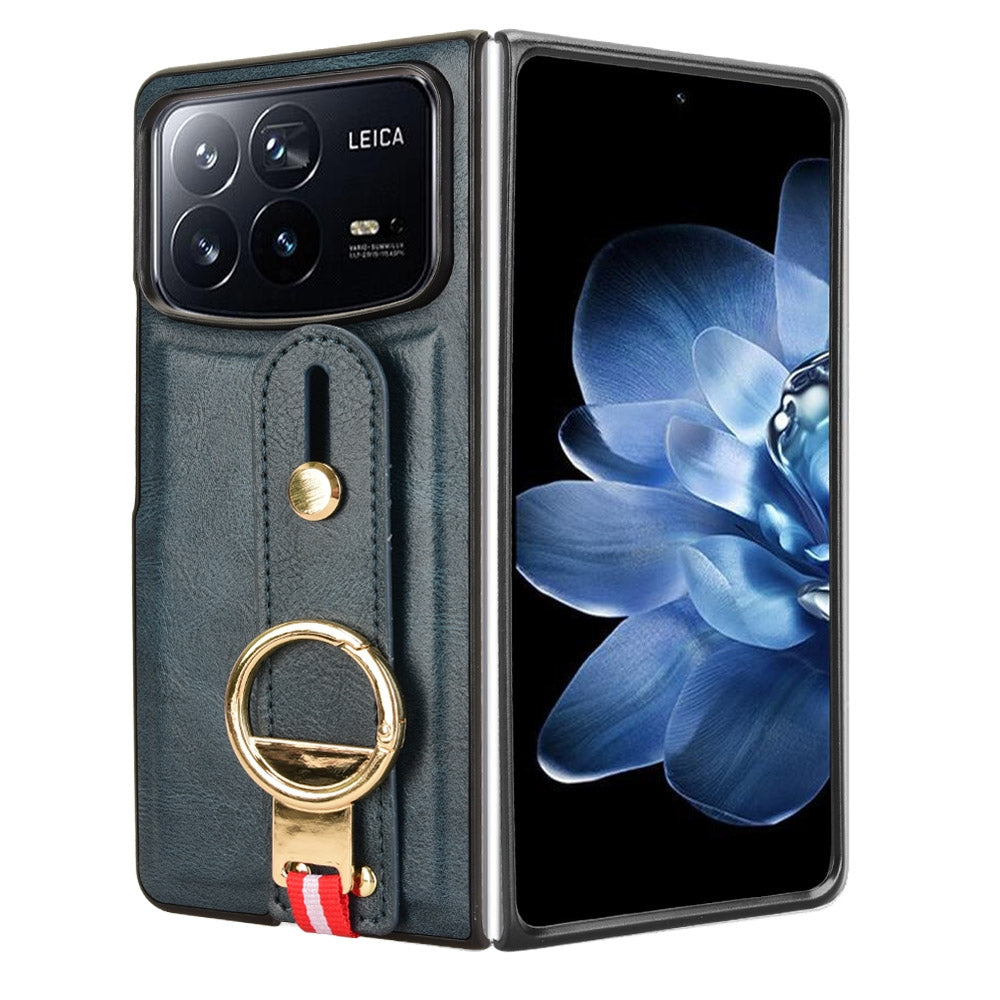 For Xiaomi Mix Fold 4 Wristband Leather Back Phone Case(Blue)