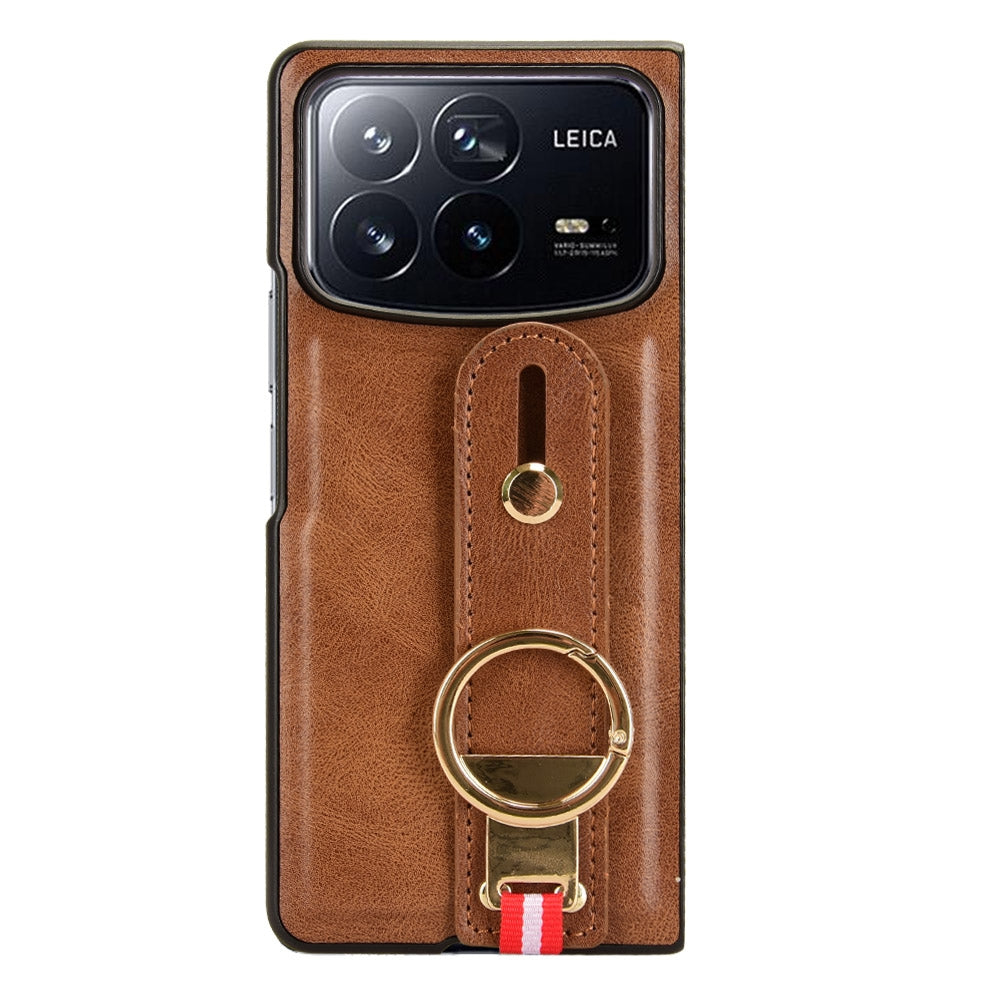 For Xiaomi Mix Fold 4 Wristband Leather Back Phone Case(Brown)