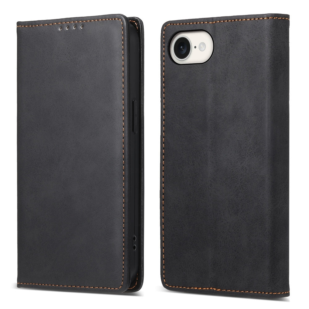 For iPhone 16e Business Solid Color Magnetic RFID Leather Phone Case(Black)