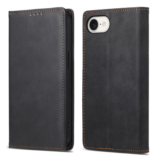 For iPhone 16e Business Solid Color Magnetic RFID Leather Phone Case(Black)