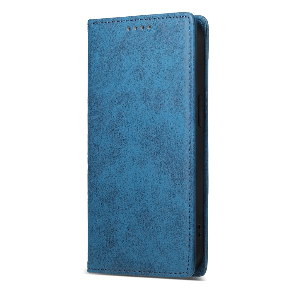 For iPhone 16e Business Solid Color Magnetic RFID Leather Phone Case(Blue)