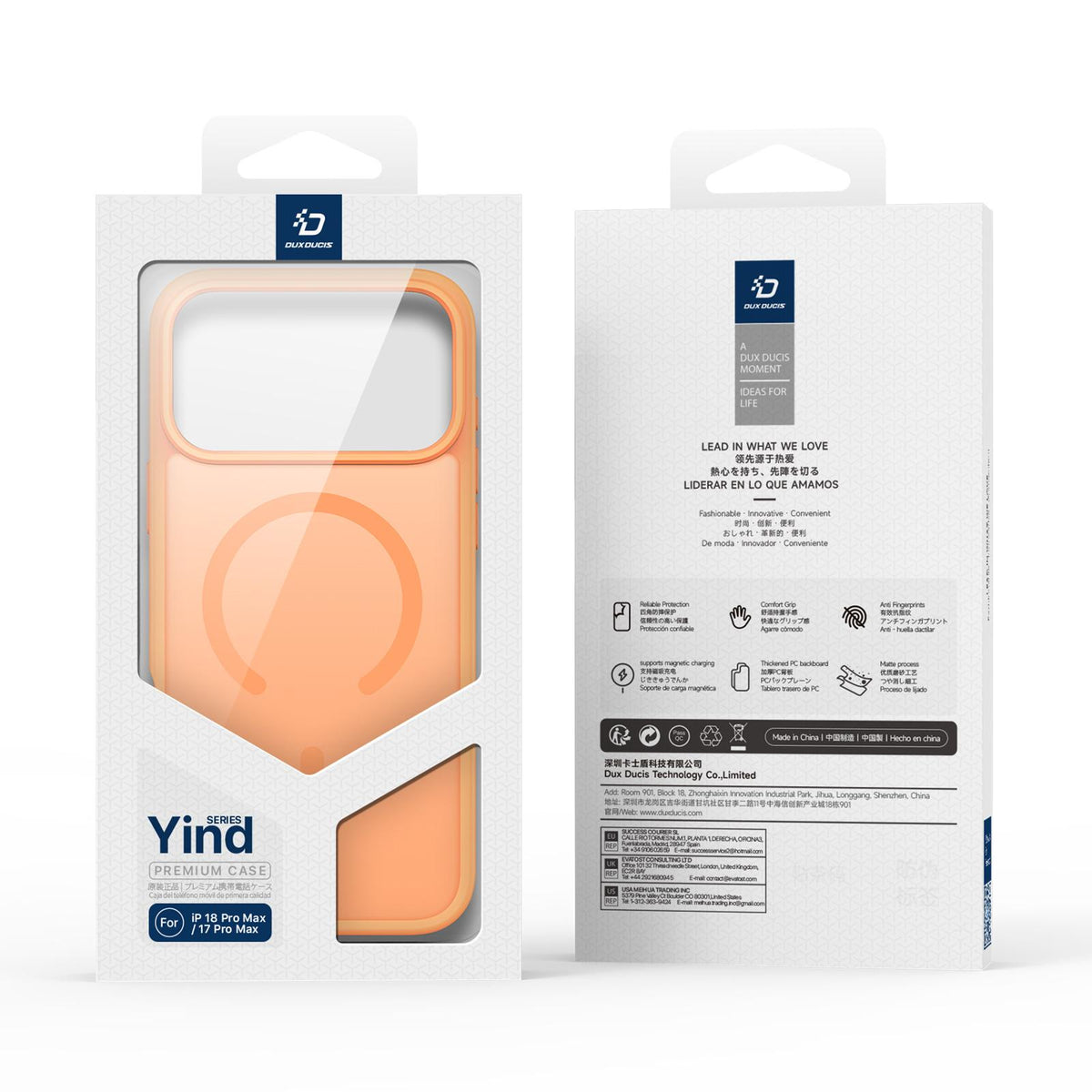 Compatible with iPhone 18 Pro Max & 17 Pro Max DUX DUCIS Yind Series MagSafe TPU Dual-Layer PC Phone Case - Orange