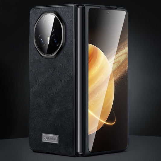 For Honor Magic V3 SULADA Shockproof TPU + Handmade Leather Phone Case(Black)