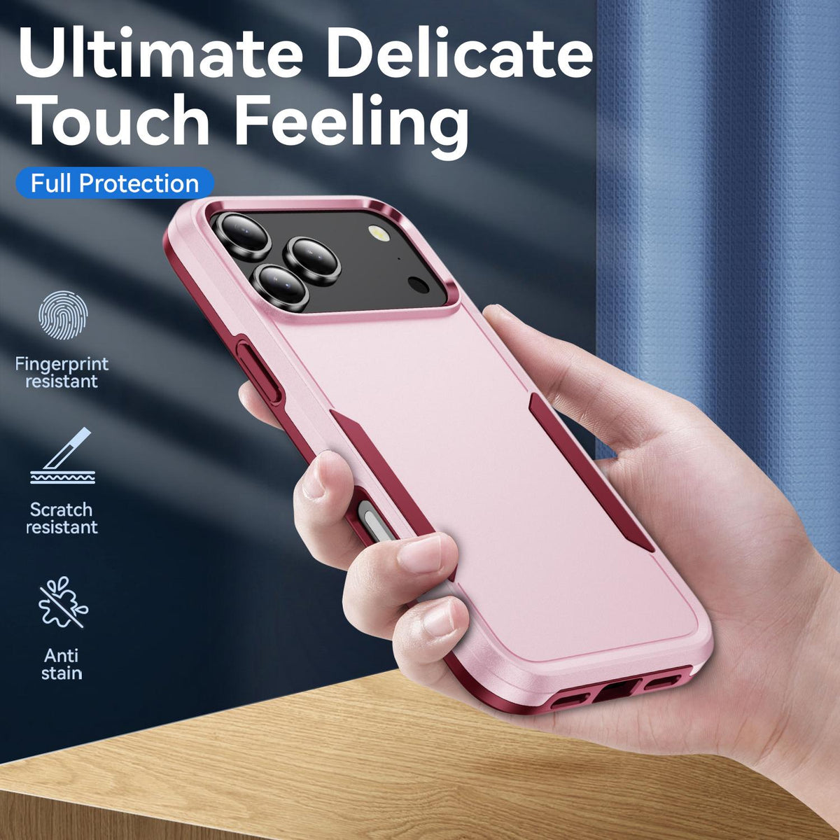 Compatible with iPhone 18 Pro Max Pioneer Armor Heavy Duty PC + TPU Phone Case - Pink+Rose Red