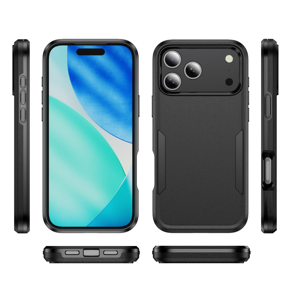 Compatible with iPhone 18 Pro Max Pioneer Armor Heavy Duty PC + TPU Phone Case - Black