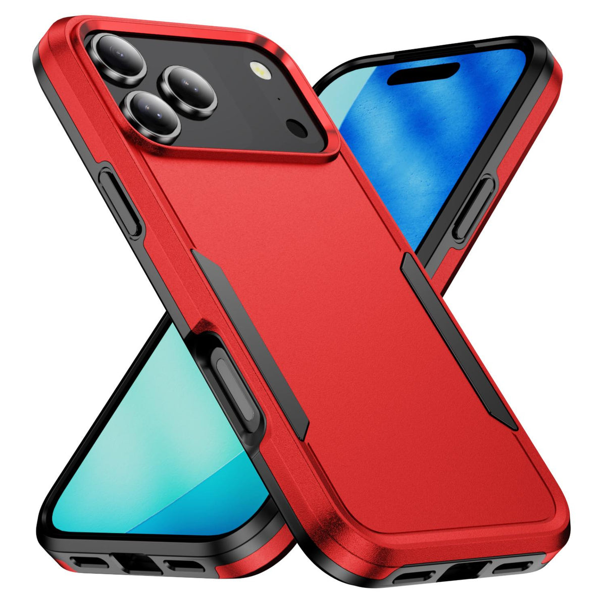 Compatible with iPhone 18 Pro Max Pioneer Armor Heavy Duty PC + TPU Phone Case - Red+Black