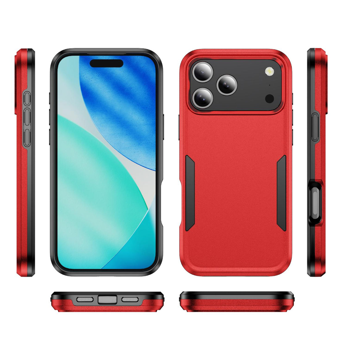 Compatible with iPhone 18 Pro Max Pioneer Armor Heavy Duty PC + TPU Phone Case - Red+Black