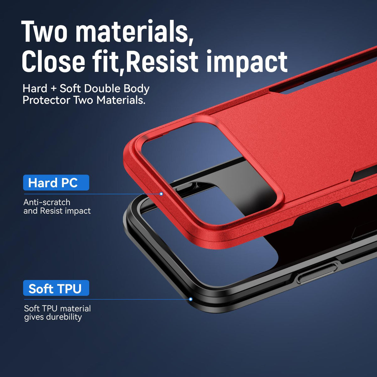 Compatible with iPhone 18 Pro Max Pioneer Armor Heavy Duty PC + TPU Phone Case - Red+Black