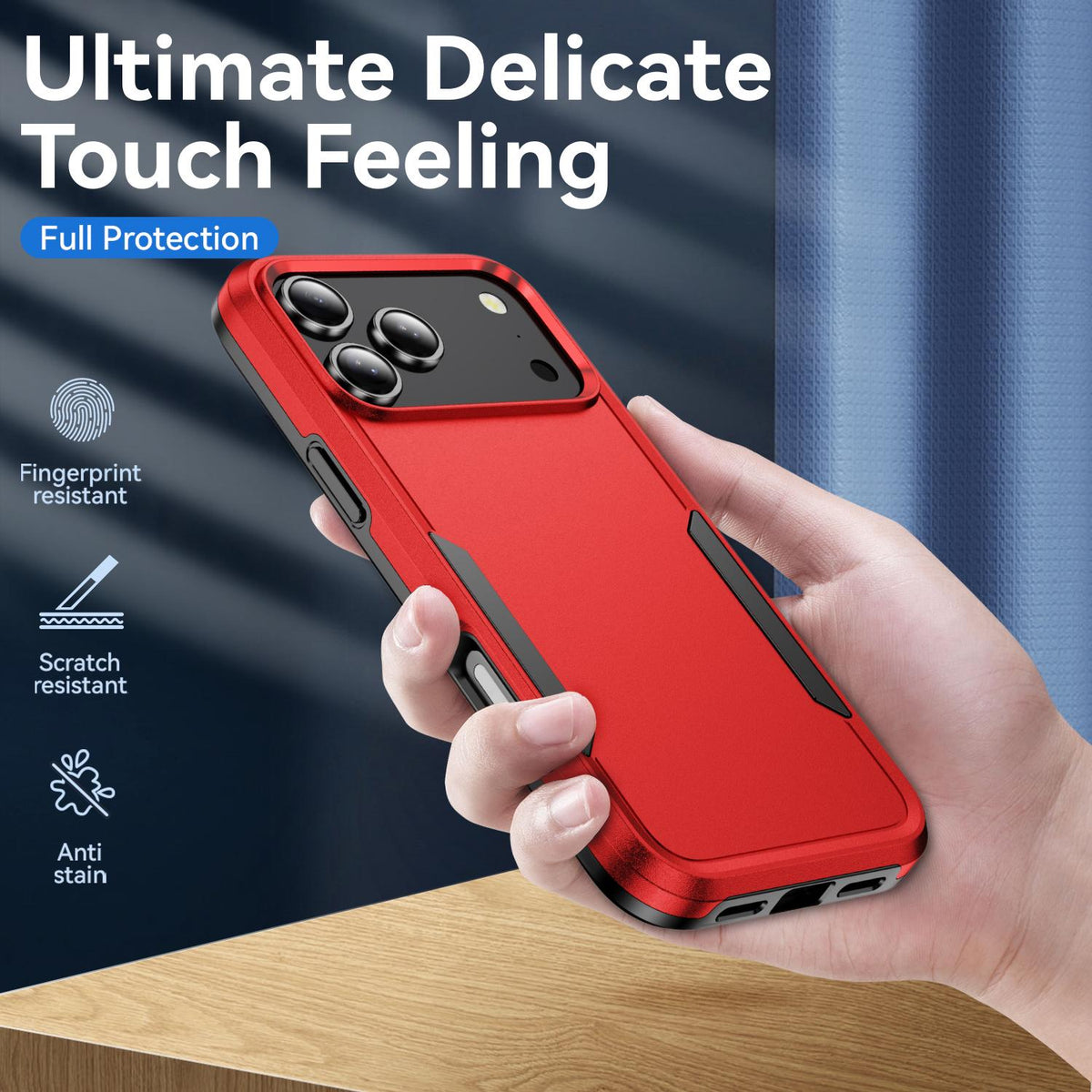 Compatible with iPhone 18 Pro Max Pioneer Armor Heavy Duty PC + TPU Phone Case - Red+Black