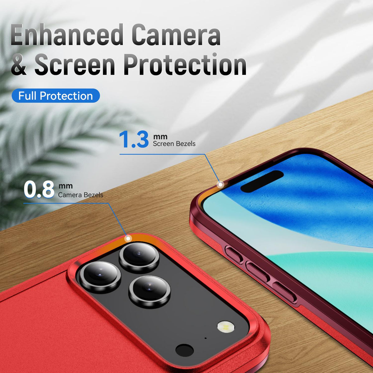 Compatible with iPhone 18 Pro Max Pioneer Armor Heavy Duty PC + TPU Phone Case - Red+Rose Red