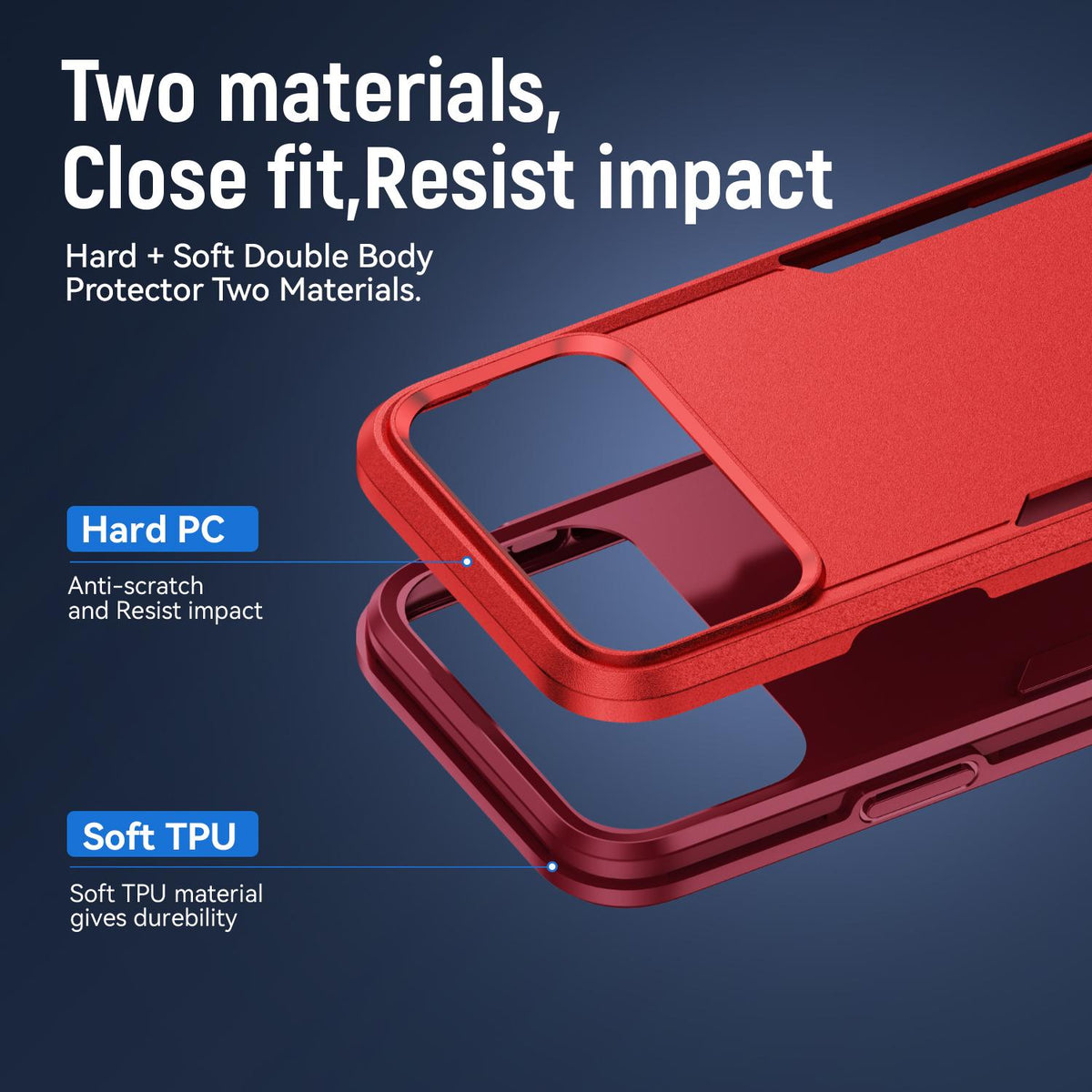 Compatible with iPhone 18 Pro Max Pioneer Armor Heavy Duty PC + TPU Phone Case - Red+Rose Red