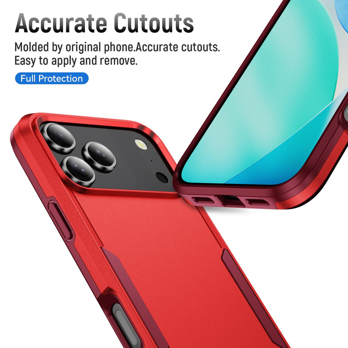 Compatible with iPhone 18 Pro Max Pioneer Armor Heavy Duty PC + TPU Phone Case - Red+Rose Red