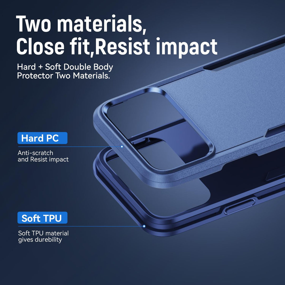 Compatible with iPhone 18 Pro Max Pioneer Armor Heavy Duty PC + TPU Phone Case - Blue