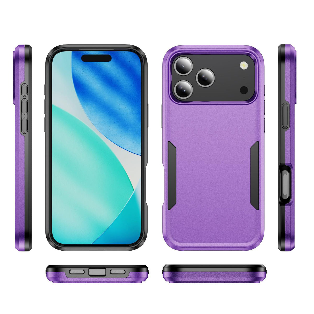 Compatible with iPhone 18 Pro Max Pioneer Armor Heavy Duty PC + TPU Phone Case - Purple+Black