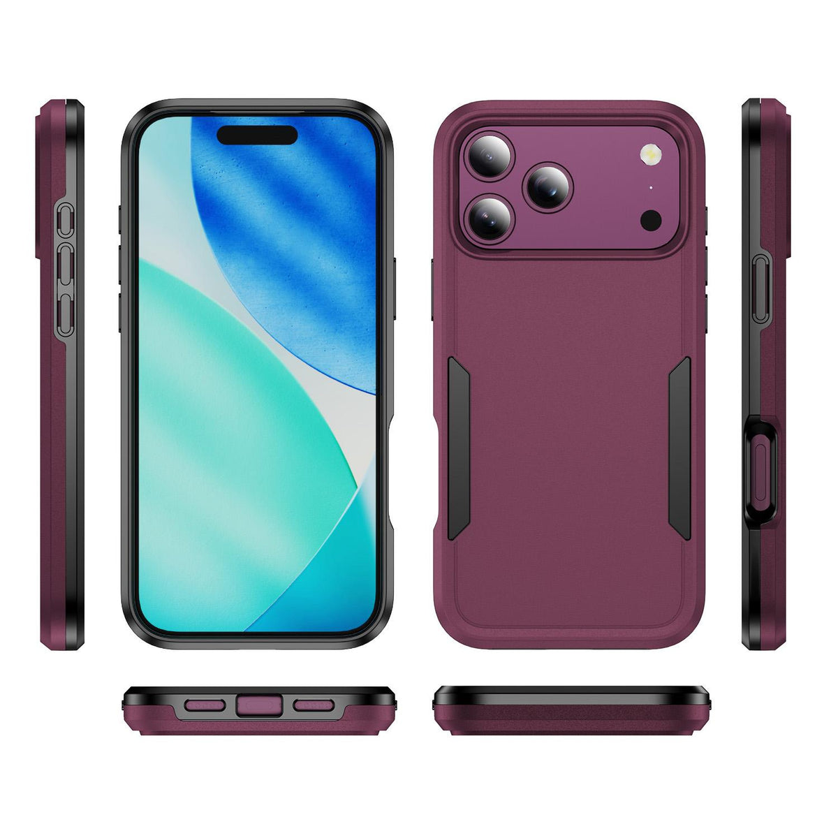 Compatible with iPhone 18 Pro Max Pioneer Armor Heavy Duty PC + TPU Phone Case - Cherry Red+Black