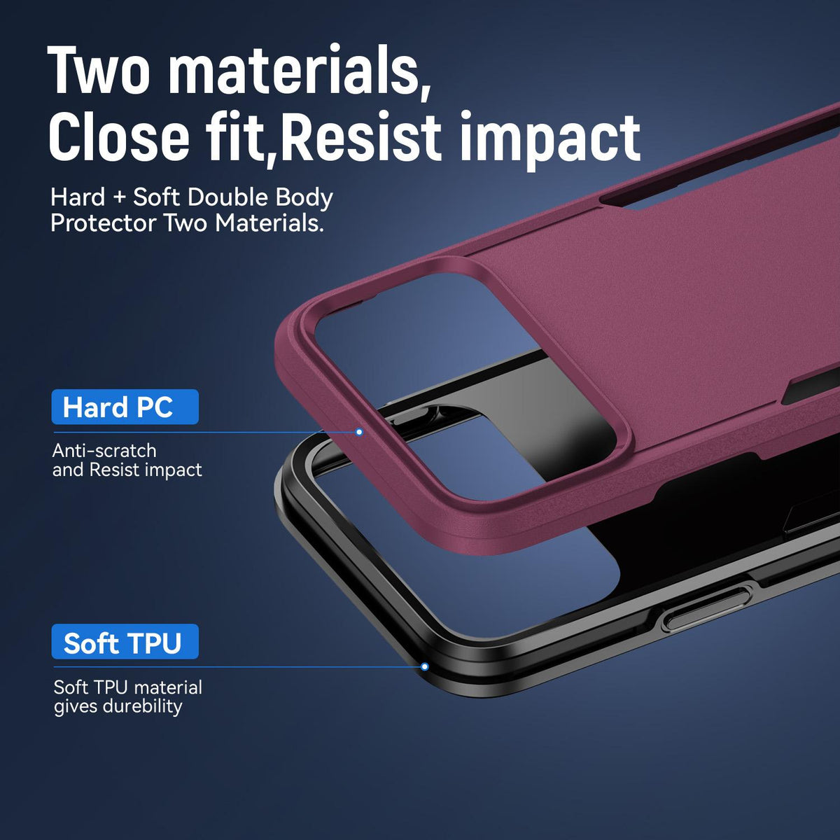 Compatible with iPhone 18 Pro Max Pioneer Armor Heavy Duty PC + TPU Phone Case - Cherry Red+Black