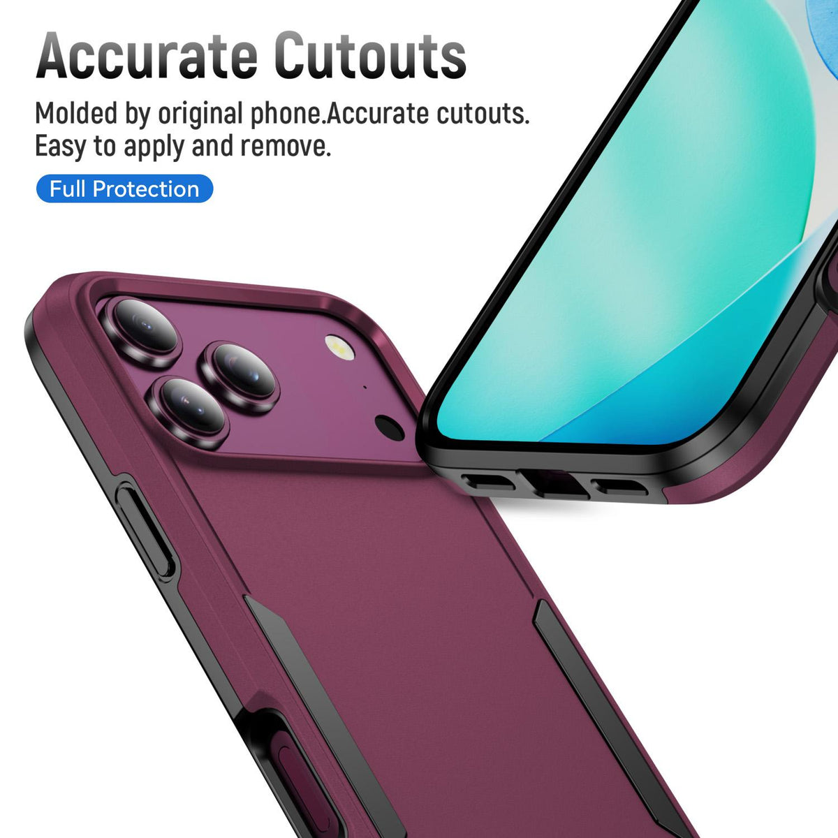 Compatible with iPhone 18 Pro Max Pioneer Armor Heavy Duty PC + TPU Phone Case - Cherry Red+Black