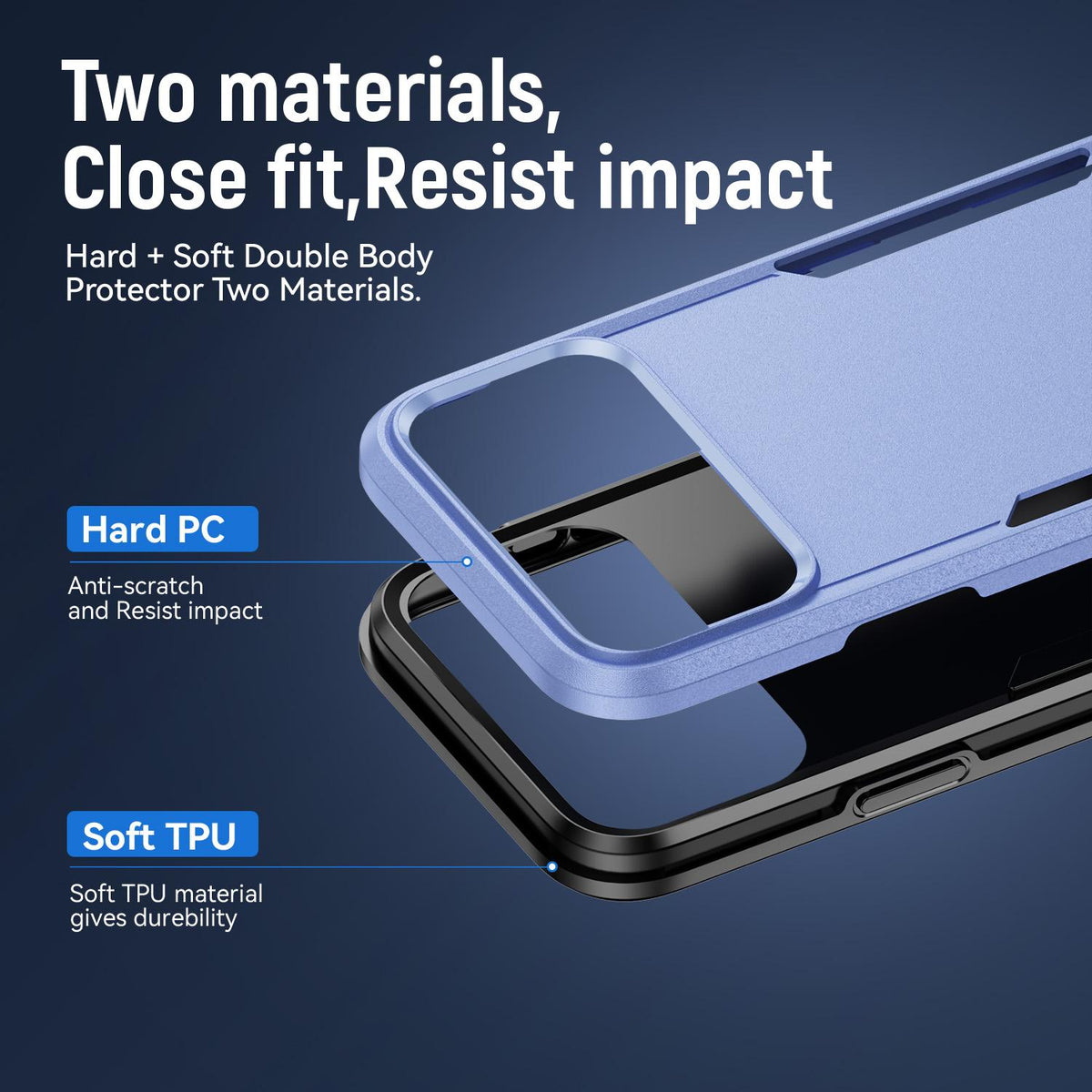 Compatible with iPhone 18 Pro Max Pioneer Armor Heavy Duty PC + TPU Phone Case - Light Blue+Black