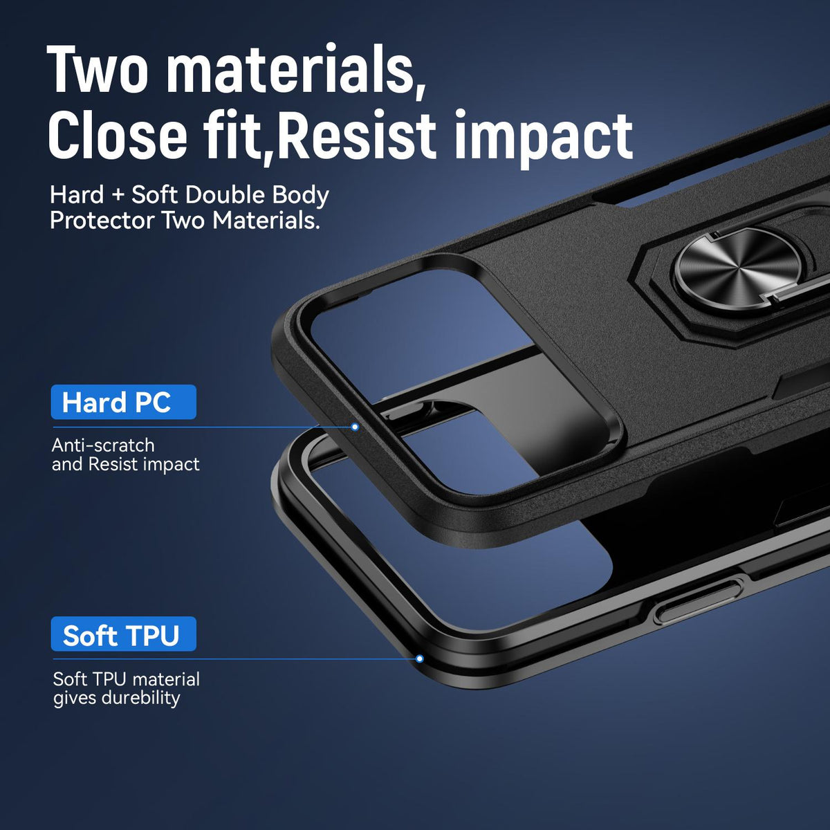 Compatible with iPhone 18 Pro Max Pioneer Armor Heavy Duty PC + TPU Phone Case with Holder - Black