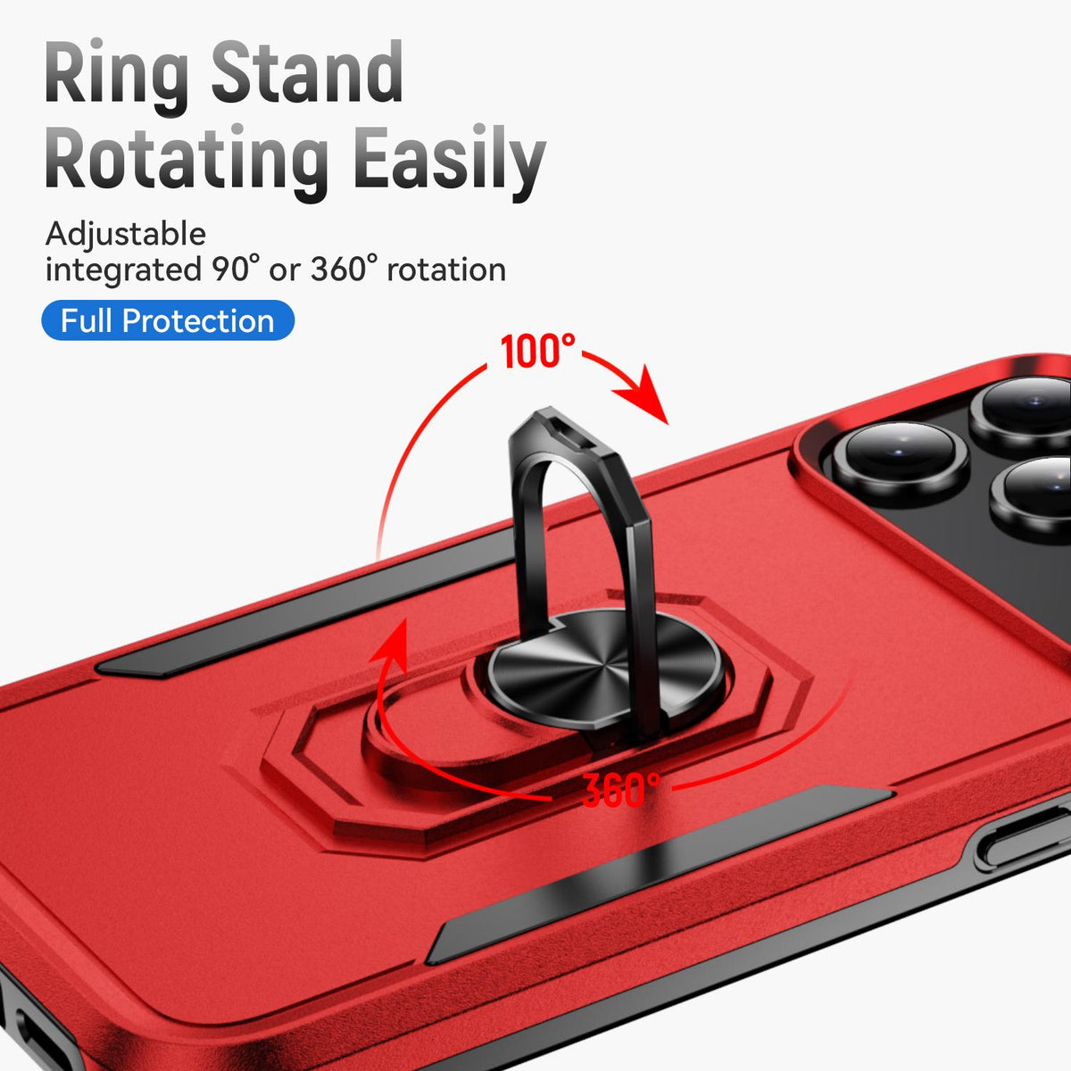 Compatible with iPhone 18 Pro Max Pioneer Armor Heavy Duty PC + TPU Phone Case with Holder - Red+Black