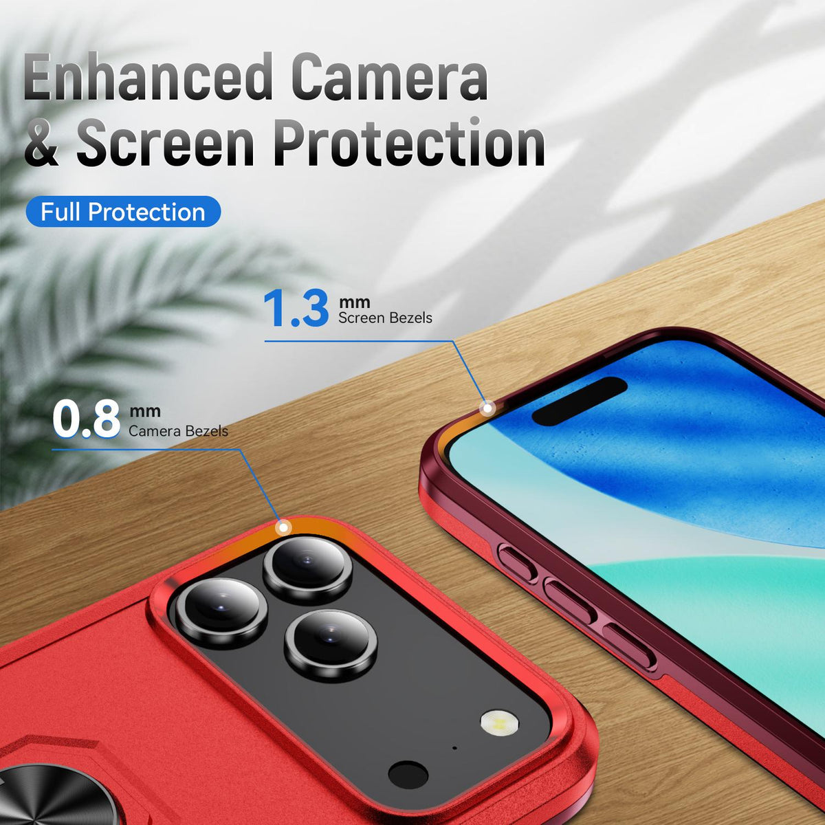 Compatible with iPhone 18 Pro Max Pioneer Armor Heavy Duty PC + TPU Phone Case with Holder - Red+Rose Red