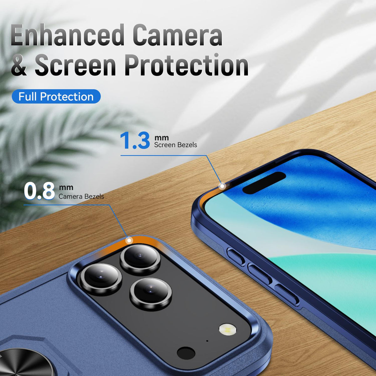 Compatible with iPhone 18 Pro Max Pioneer Armor Heavy Duty PC + TPU Phone Case with Holder - Blue