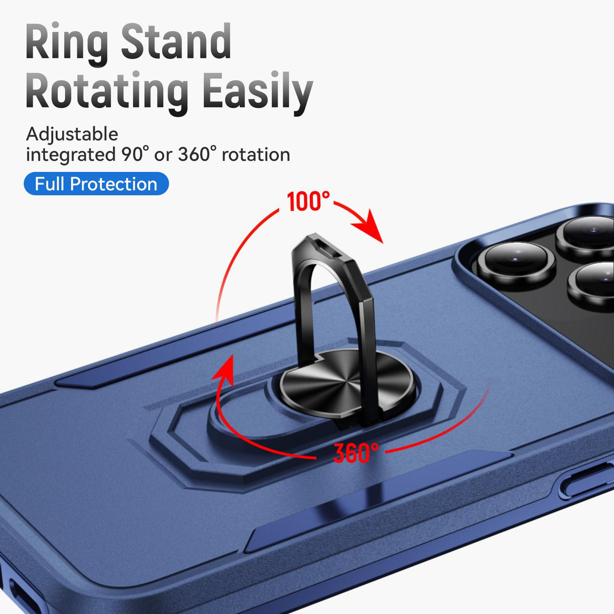 Compatible with iPhone 18 Pro Max Pioneer Armor Heavy Duty PC + TPU Phone Case with Holder - Blue