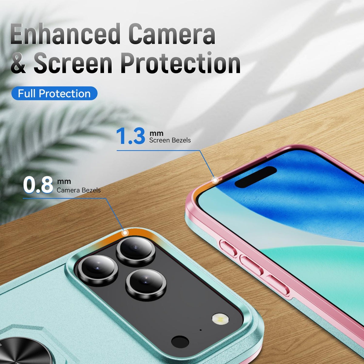 Compatible with iPhone 18 Pro Max Pioneer Armor Heavy Duty PC + TPU Phone Case with Holder - Green+Pink