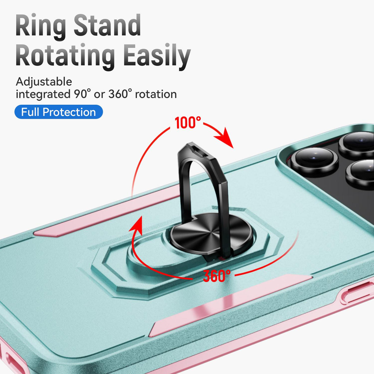 Compatible with iPhone 18 Pro Max Pioneer Armor Heavy Duty PC + TPU Phone Case with Holder - Green+Pink