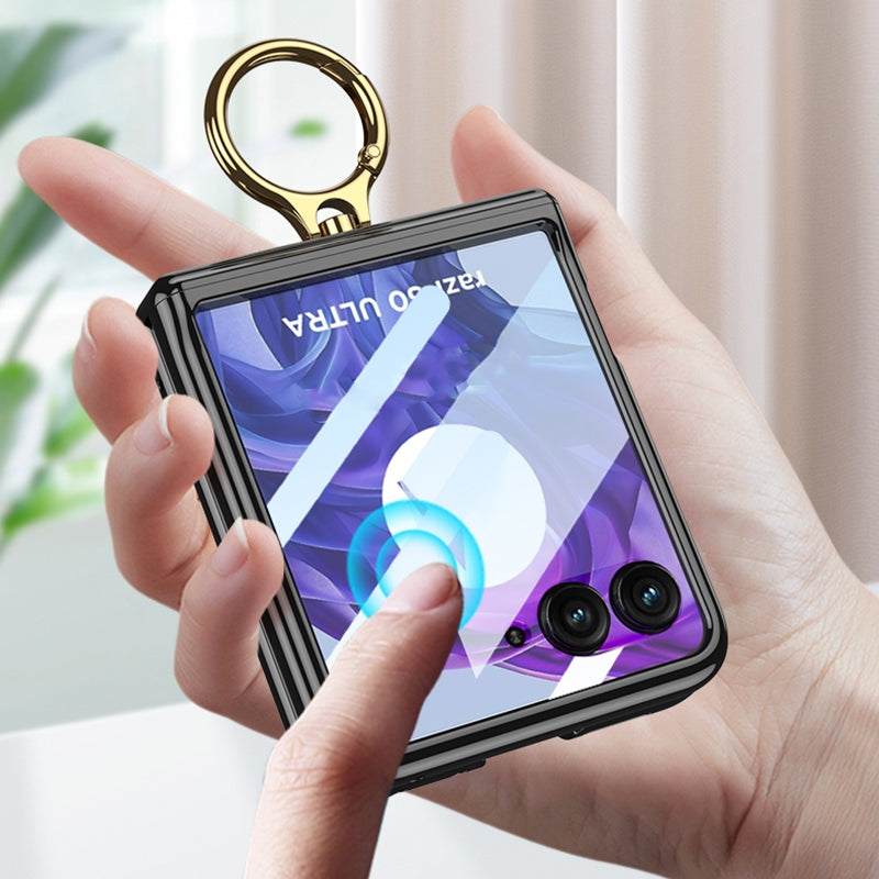 For Motorola Razr 50 Ultra GKK Integrated  Magnetic Folding Phantom Rotary Phone Case with Ring Holder(Black)